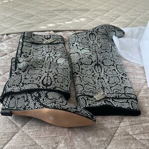 New- Bejeweled Patterned “Serpentine” Knee Boots